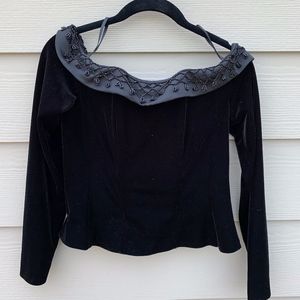 Black and velvet and beaded shirt